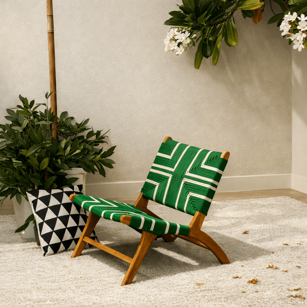 كرسي استرخاء كاتانيا متعدد الألوان أخضر وأبيض