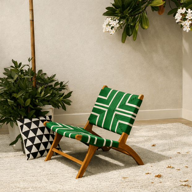 كرسي استرخاء كاتانيا متعدد الألوان أخضر وأبيض