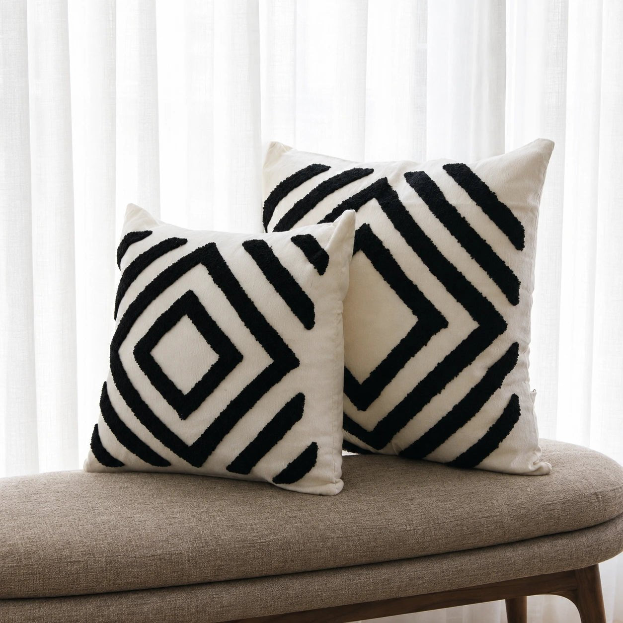 Square towel black cotton cushion, view 3