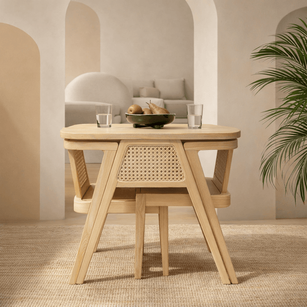 Kohi Compact Dining Table - White Wash
