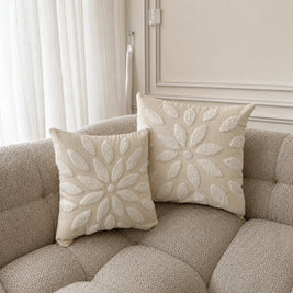 White big leaf cotton cushion, view 2