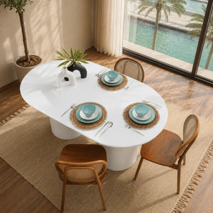 ANNABELLE OVAL MICRO CEMENT DINING TABLE