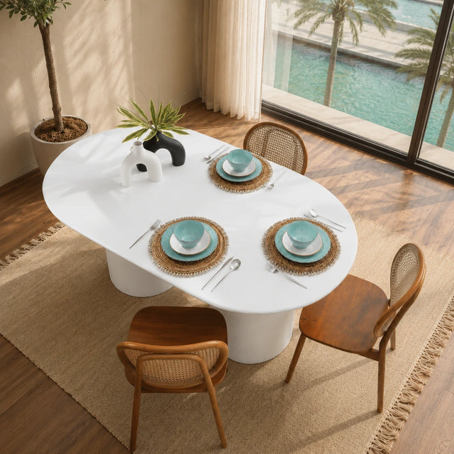 ANNABELLE OVAL MICRO CEMENT DINING TABLE