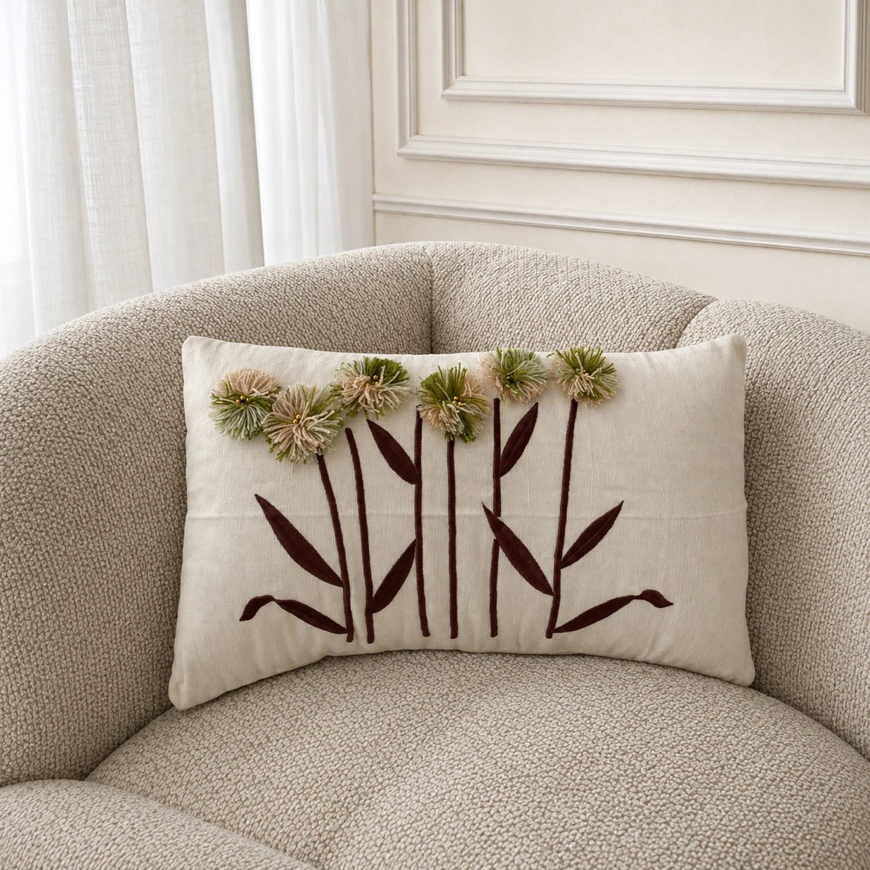 Sunflower cotton cushion, view 2