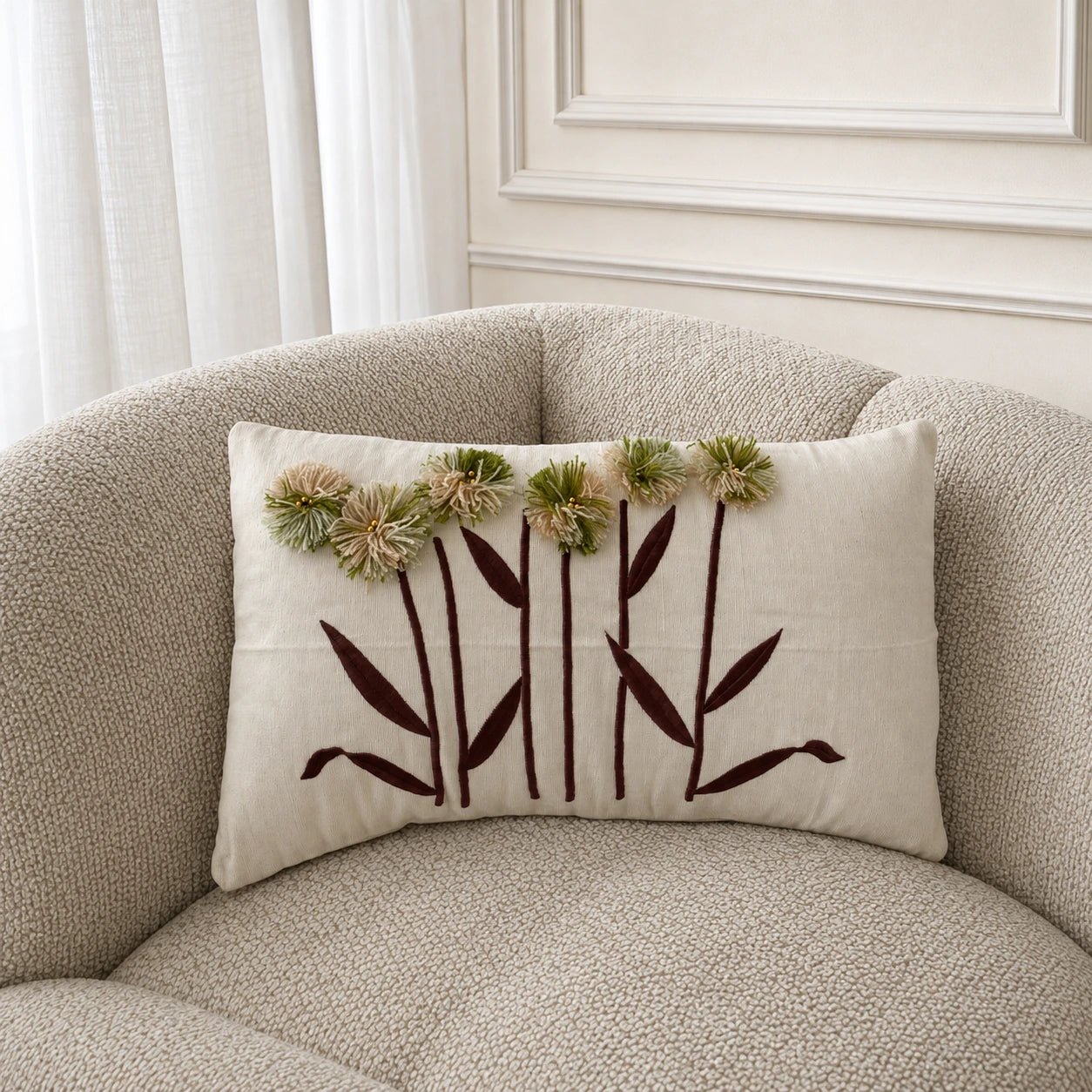 Sunflower cotton cushion, view 2