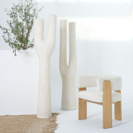 مزهرية أرضية شيفرون عاجية