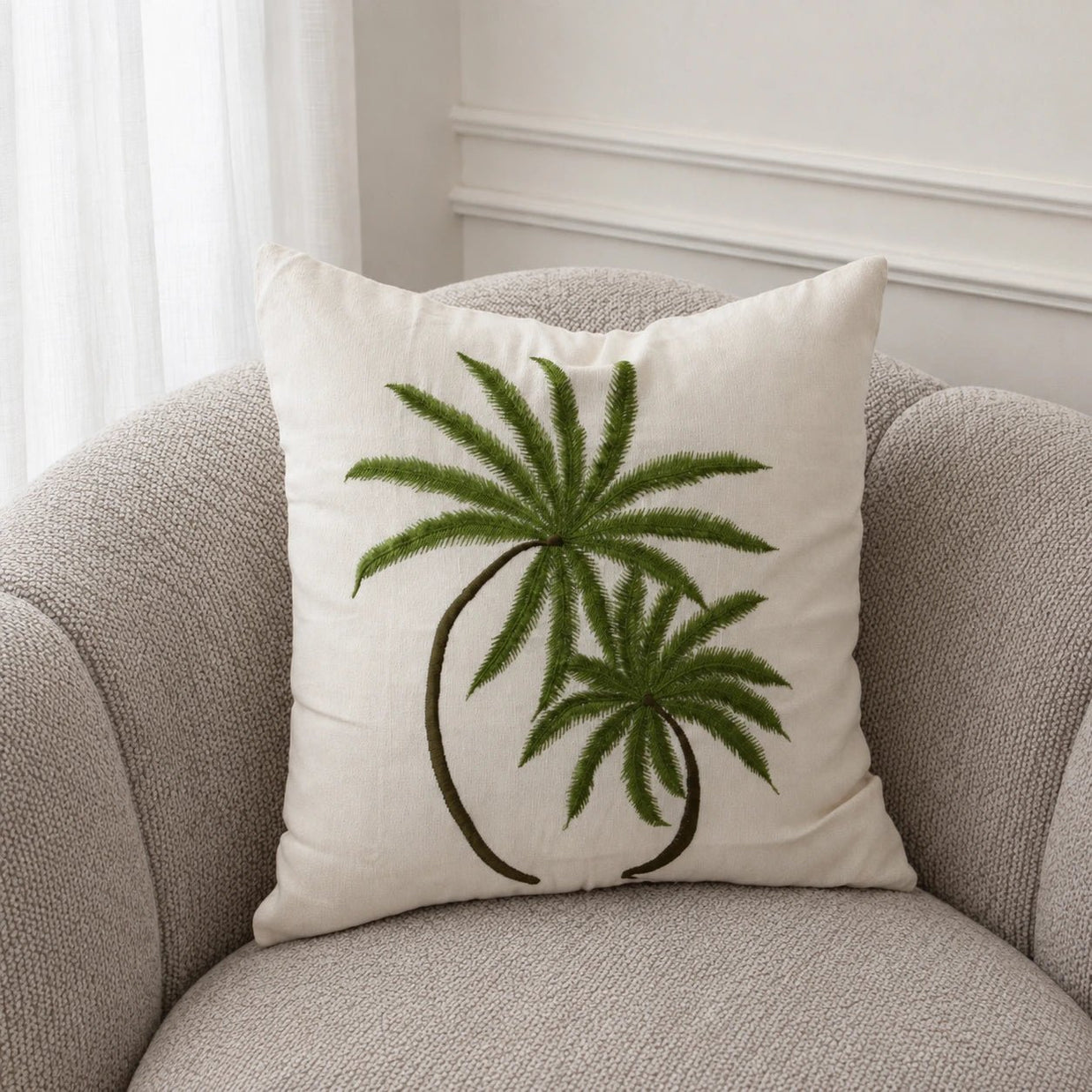 Juki green palm cotton cushion, view 3