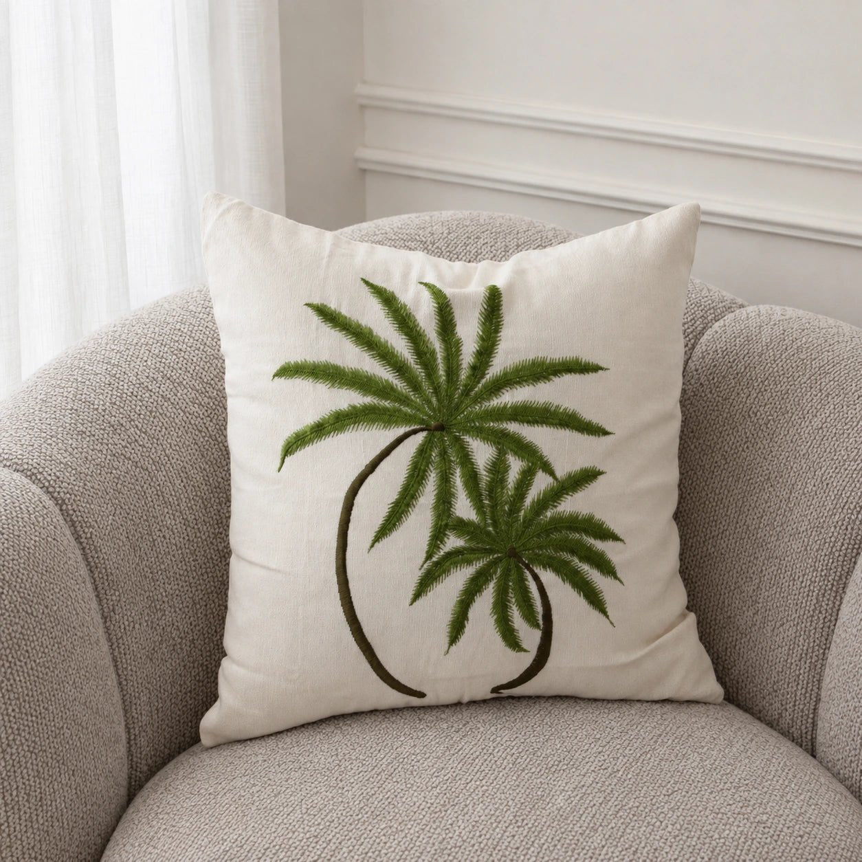 Juki green palm cotton cushion, view 3