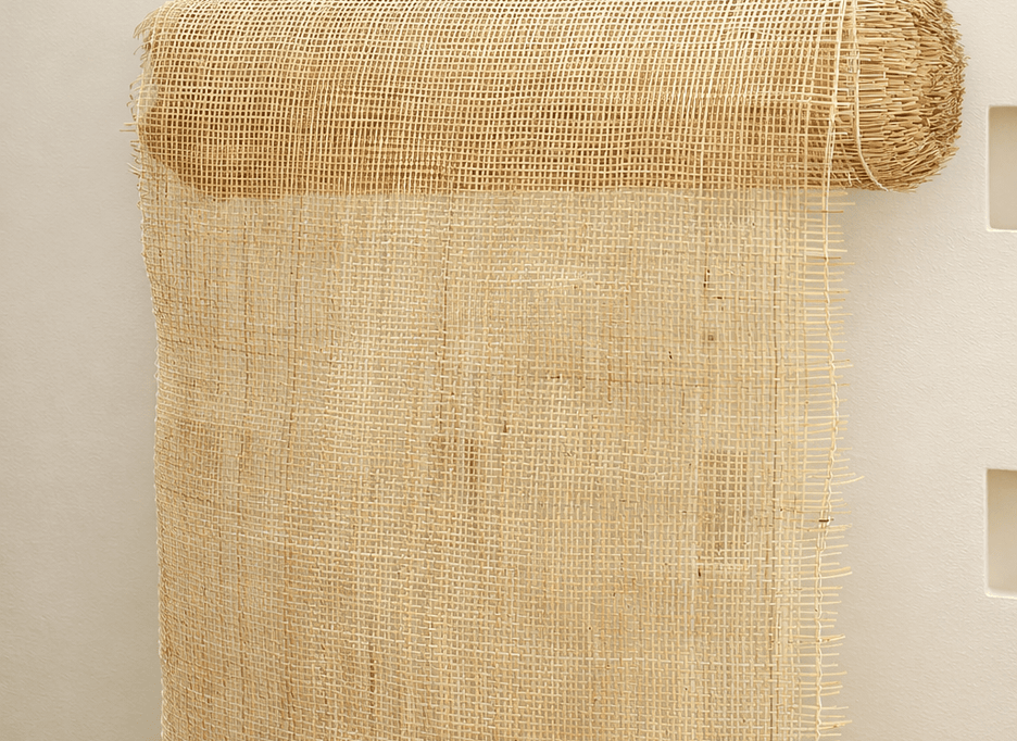 Natural cane webbing in radio weave, sold by the roll