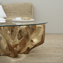 Unique teak root coffee table living room styling