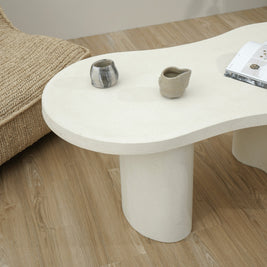 Modern GRC coffee table with sculptural column legs
