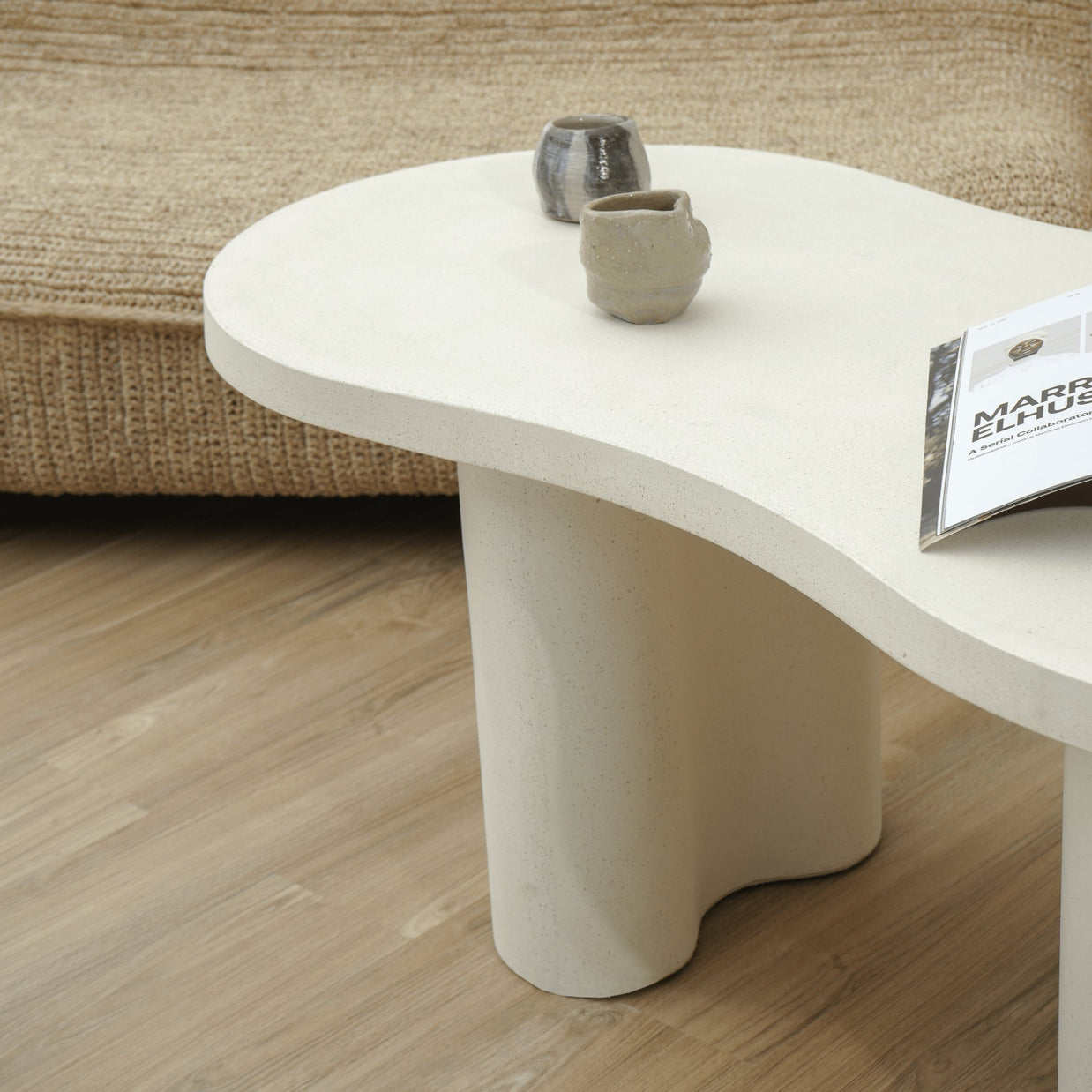 Rectangular wavy coffee table modern UAE interiors