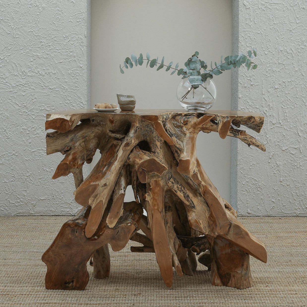 Java teak root console made from natural harvested teak wood