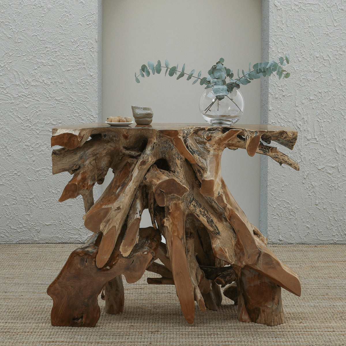 Tree trunk store console table